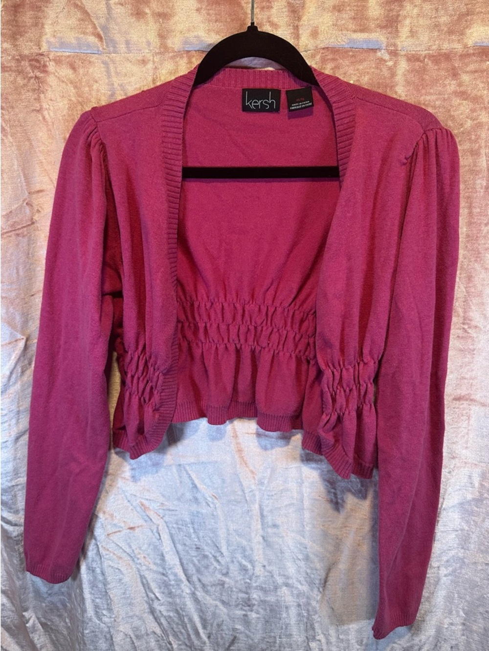 Kersh Bright Pink Knit Cropped Cardigan